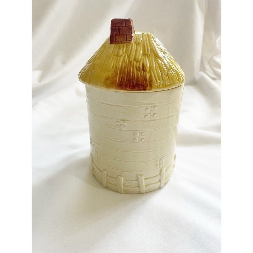 VINTAGE MARKS & ROSENFELD THATCHED ROOF BARN FARMHOUSE CANISTER 7" - Picture 2 of 9